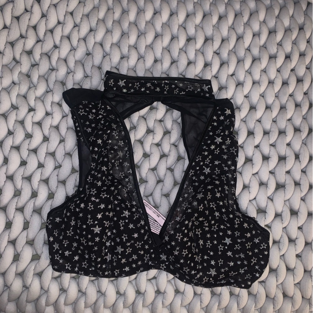VS Black Sheer Star Print Bra